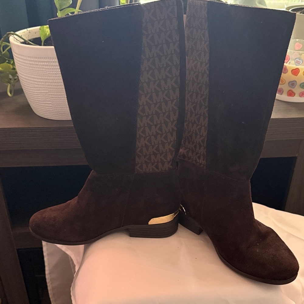 Michael Kors Dark Brown Suede Heeled Boots